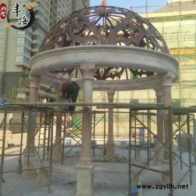 石雕凉亭晚霞红欧式西方人物凉亭户外园林公园雕塑摆件