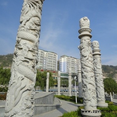 石雕龙柱厂家 企业文化柱  华表盘龙柱价格 定制石柱子 艺都