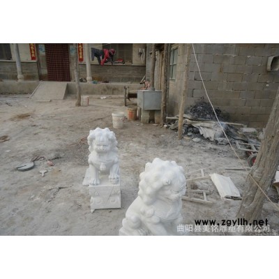 石雕狮子 汉白玉大理石狮子一对 镇宅辟邪狮子 可定做 直销