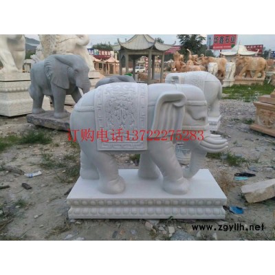 青石仿古石雕大象 石头象看门石象门墩