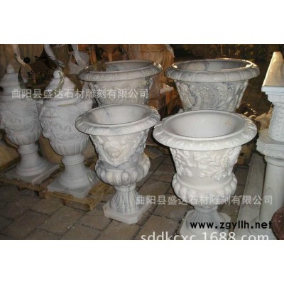 花岗岩石雕花盆 园林花瓶 黄锈石花瓶雕刻 直销 可定做