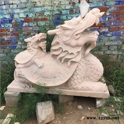 沐泽厂家定制石雕招财动物晚霞红石材貔貅麒麟大理石神兽雕刻摆件