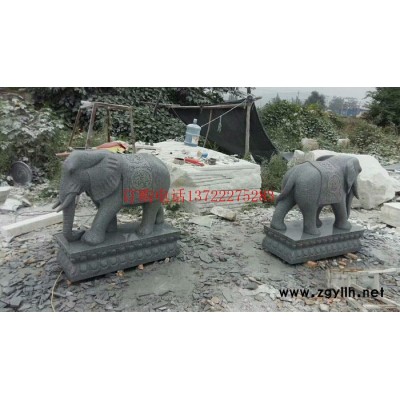 芝麻白大象 吉祥招财大象一对 丰路石雕