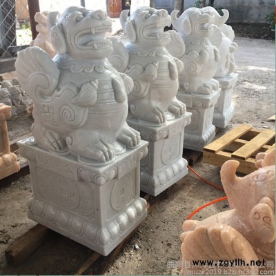 沐泽**石雕貔貅中式别墅庭院招财摆件汉白玉貔貅雕刻