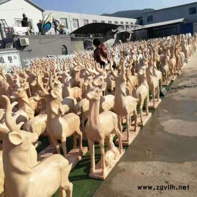 【洛彤】门口摆件价格 母子鹿装饰 石雕动物鹿批发 草坪小鹿 大理石动物雕塑