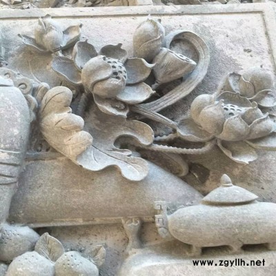 **惠安石雕浮雕年年有余龙凤荷花浮雕壁画寺庙园林古建浮雕