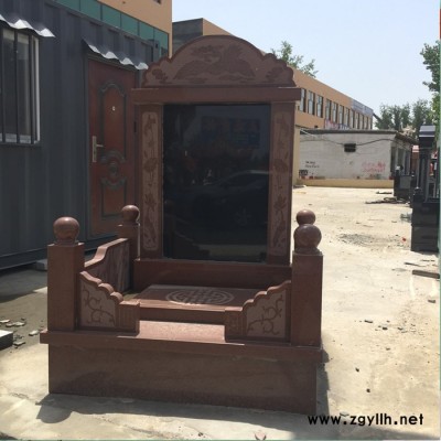 沐泽石雕墓碑 天然石材印度红中式造型组合陵园墓地墓碑