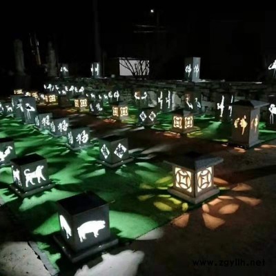 【洛彤】石雕太阳能石灯 现代简约园林景观石灯 照明灯庭院户外仿古石灯笼