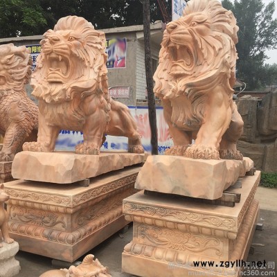 沐泽供应现货欧式石狮子摆件 工厂直销手工雕刻大理石石雕狮子雕塑