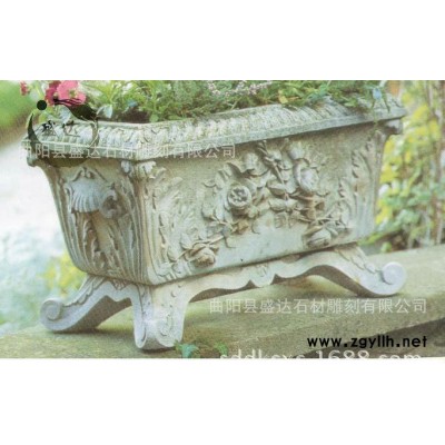 石雕花盆  花岗岩花盆雕刻喷泉 黄锈石花钵   曲阳雕刻