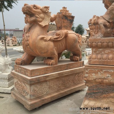 沐泽批发供应花岗岩石雕貔貅门口貔貅一对 镇宅招财动物雕刻摆件