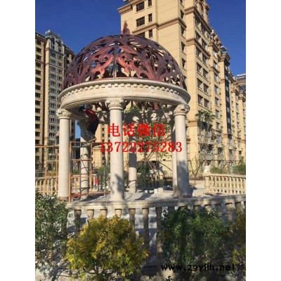 丰路专业定制欧式石雕凉亭 大理石罗马柱凉亭走廊园林景观摆件