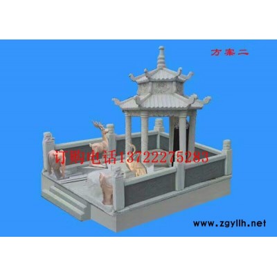 石雕亭子墓碑 大理石凉亭墓碑  土葬石头亭子碑