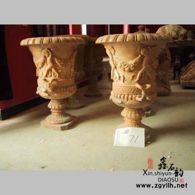 【鑫石韵雕塑】 石雕 花盆 来样定制