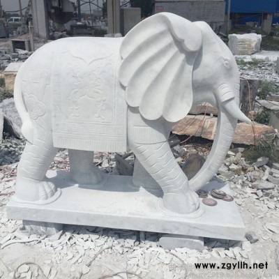沐泽石雕大象大型汉白玉石材大象**公司银行门口石头象家居摆件工艺品象