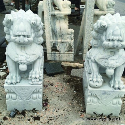 沐泽大量供应石雕狮子多种石材石狮子家居看门狮子墓地辟邪小狮子大理石汉白玉