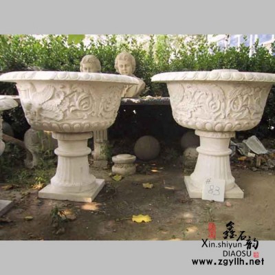 鑫石韵雕塑  专业定制 各种石雕花盆 埃及米黄花盆、黄锈石花盆、黄金麻花盆、大理石花盆、芝麻白花盆 等