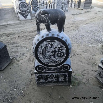 盛晟1 石雕门墩抱鼓石抱鼓家用镇宅招财狮子大象门鼓麒麟貔貅福鱼石鼓墩摆件