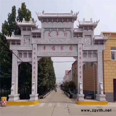 三门五楼石牌坊  寺庙石雕大门 专业生产厂家 老石牌楼