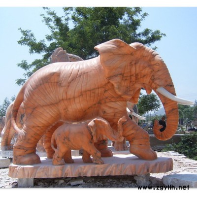 沐泽花岗岩石雕大象 天然石材母子象 酒店公司青石大象生产摆件