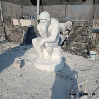 曲阳正普园林雕塑 思想者雕塑  汉白玉思想者石雕  汉白玉思想者雕塑**  大量批发