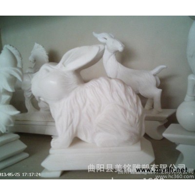 石雕狗 汉白玉大理石生肖狗 动物雕塑摆件 曲阳石雕 可加工定