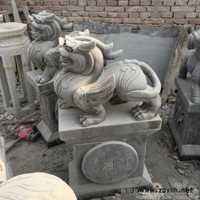 沐泽供应仿古石雕 青石门墩抱鼓镇宅招财貔貅狮子做旧门口鼓蹲摆件