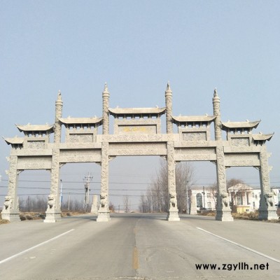 **】定制石牌楼石雕牌坊牌楼村口石牌坊农村口古建筑石门楼花岗岩大型村村庄牌坊