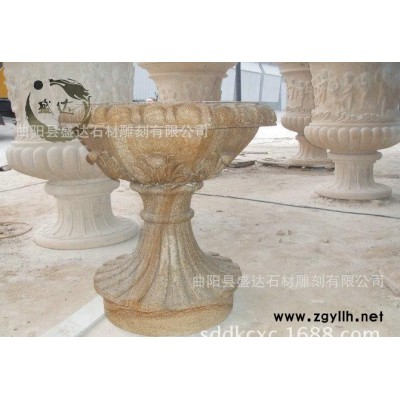 定做石雕花盆 花岗岩绣石雕刻 小区广场摆放石材花盆 室外