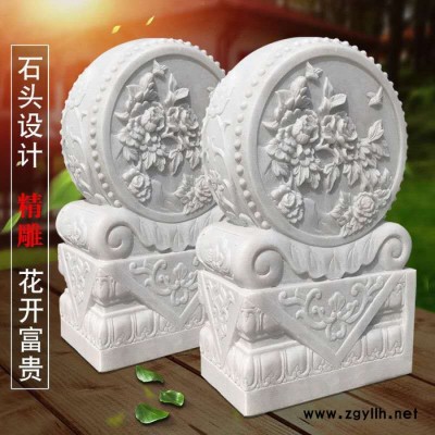 **】 门墩石雕门墩一对仿古青石石鼓门口摆件汉白玉家用石头门当户对抱鼓石