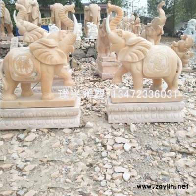 璞兴雕塑 景观大象 石雕大象 晚霞红大象 招财风水大象