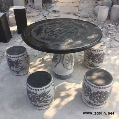 长条石凳庭院公园广场休息座椅装饰摆件石雕防腐木石凳长椅花岗岩