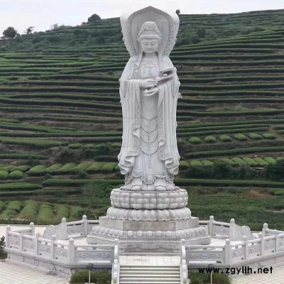 福建惠安花岗岩石雕观音像菩萨佛像雕塑三面观音白麻观音雕像