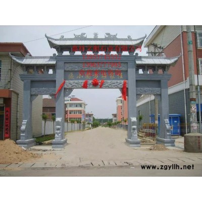 文朔供应石雕石牌坊 村庄路口石牌楼 景观石门楼价格 大型石雕寺庙山门 石牌楼厂家