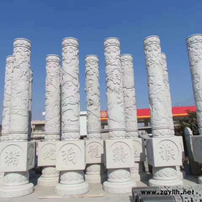 奇宝  花岗岩石雕文化柱佛教八宝浮雕壁画 大理石华表寺庙广场雕刻 盘龙柱 汉白玉华表浮雕龙柱