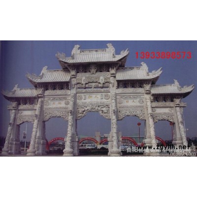 石雕牌楼牌坊 汉白玉大理石牌楼 户外景观雕塑摆件 可定做