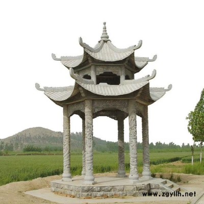 厂家供应石雕凉亭 别墅景观 户外石亭 花岗岩单层双层石亭 休闲亭子 晚霞红凉亭 复古凉亭 可定制