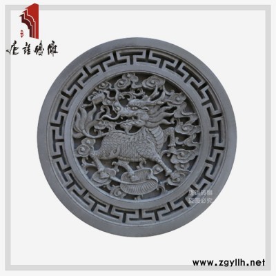 麒麟送福图砖雕 砖雕石雕的诗句 唐语砖雕仿古砖雕挂件中式影壁墙浮雕装饰古建青砖圆形 38cm麒麟ZJ380-3