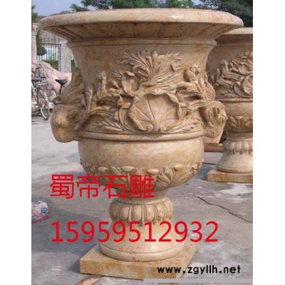 蜀帝石雕 石雕喷泉 石雕花钵