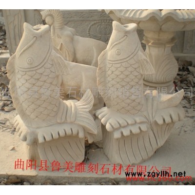 供应石雕鱼 雕刻喷水鱼 曲阳石雕 厂家专业加工定做石雕
