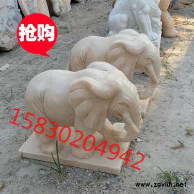 定制            曲阳晚霞红石雕象 园林摆放石雕