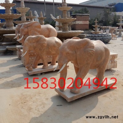 定制            石雕大象 晚霞红石雕动物大象