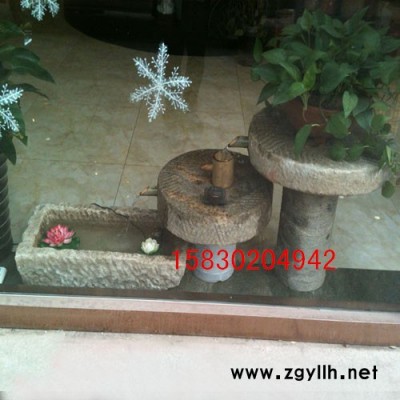 定制            石雕老石雕旧磨扇老石槽创意流水