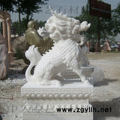 石雕 汉白玉麒麟 公司门口石雕麒麟 石雕貔貅 麒麟神兽