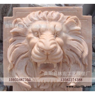 石雕狮子头喷水狮子头装饰狮子头喷泉流水晚霞红石雕直销石雕