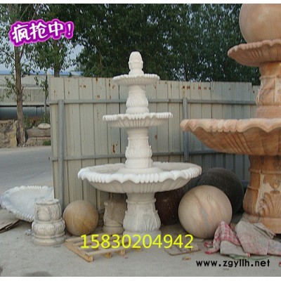 定制            石雕喷泉 汉白玉晚霞红石雕喷泉