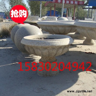 定制            曲阳石雕花钵石雕花盆黄锈石头钵