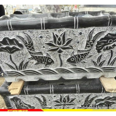 青石鱼缸仿古 石雕鱼缸做旧 老石槽鱼缸可带木架曲阳石雕专业加