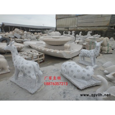 石雕晚霞红鹿现货 公园小鹿 石雕动物 花岗岩**雕塑 石雕**