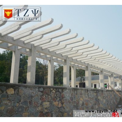 芝麻白芝麻灰花岗岩石雕廊架 藤蔓走廊石雕廊架 定做安装